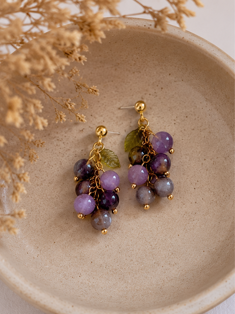 Amethyst Vine Drop Earrings