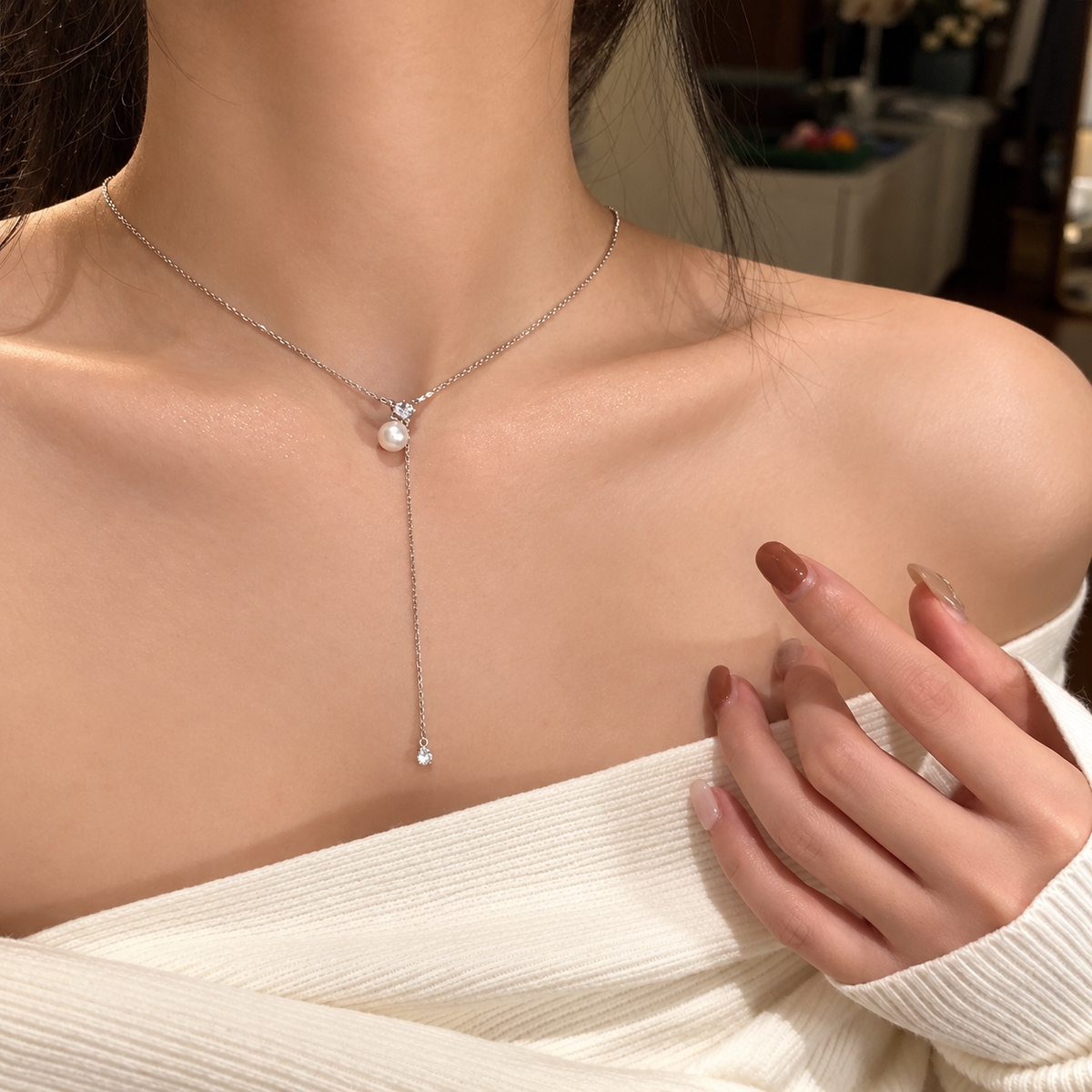 Pearl Cascade Y-Necklace