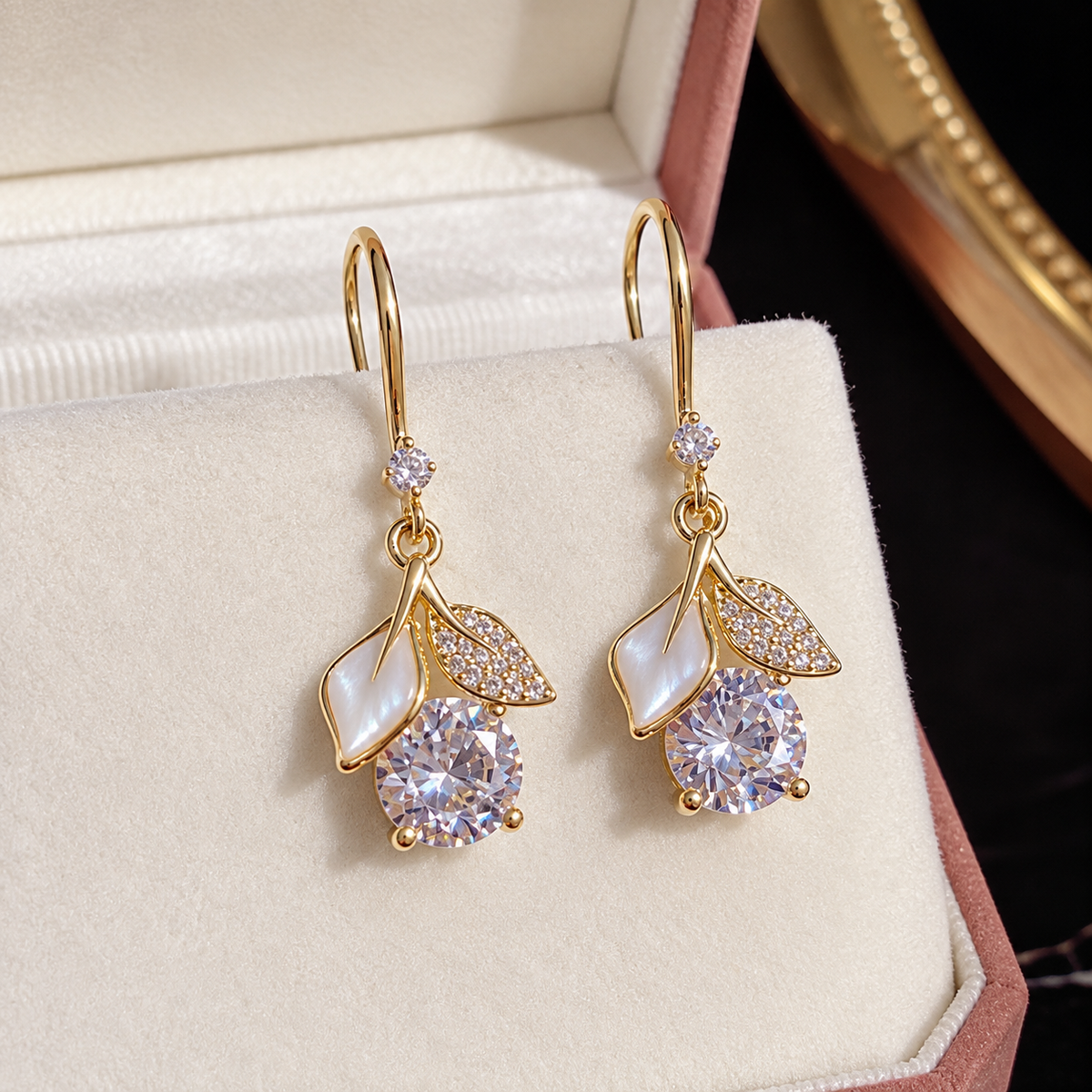 Pearl Petal Drop Earrings