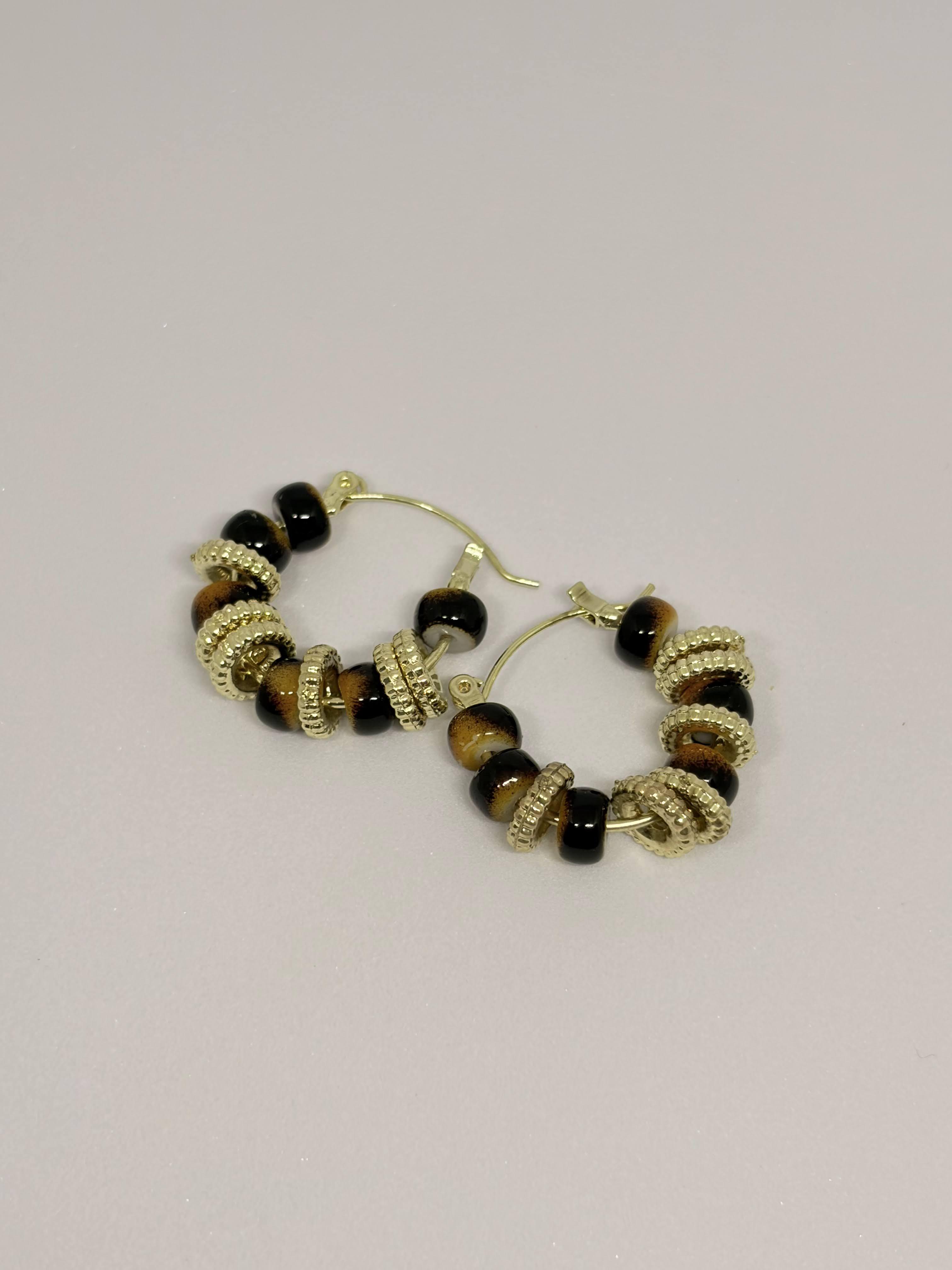 Cocoa Sculpt Beaded Hoops