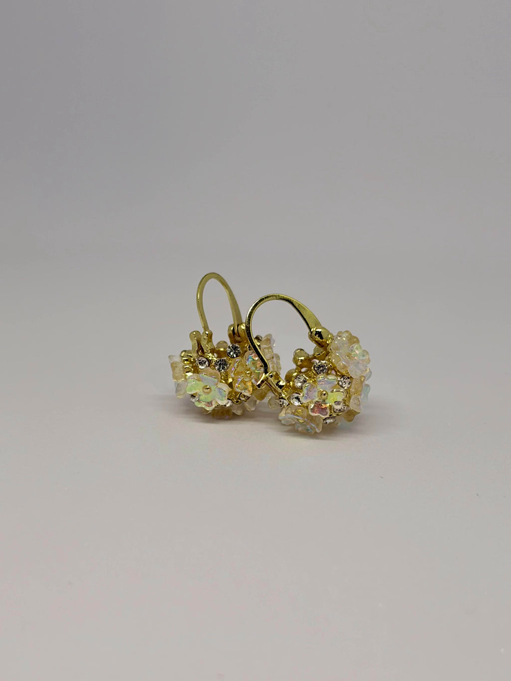 White Bloom Clip Earrings