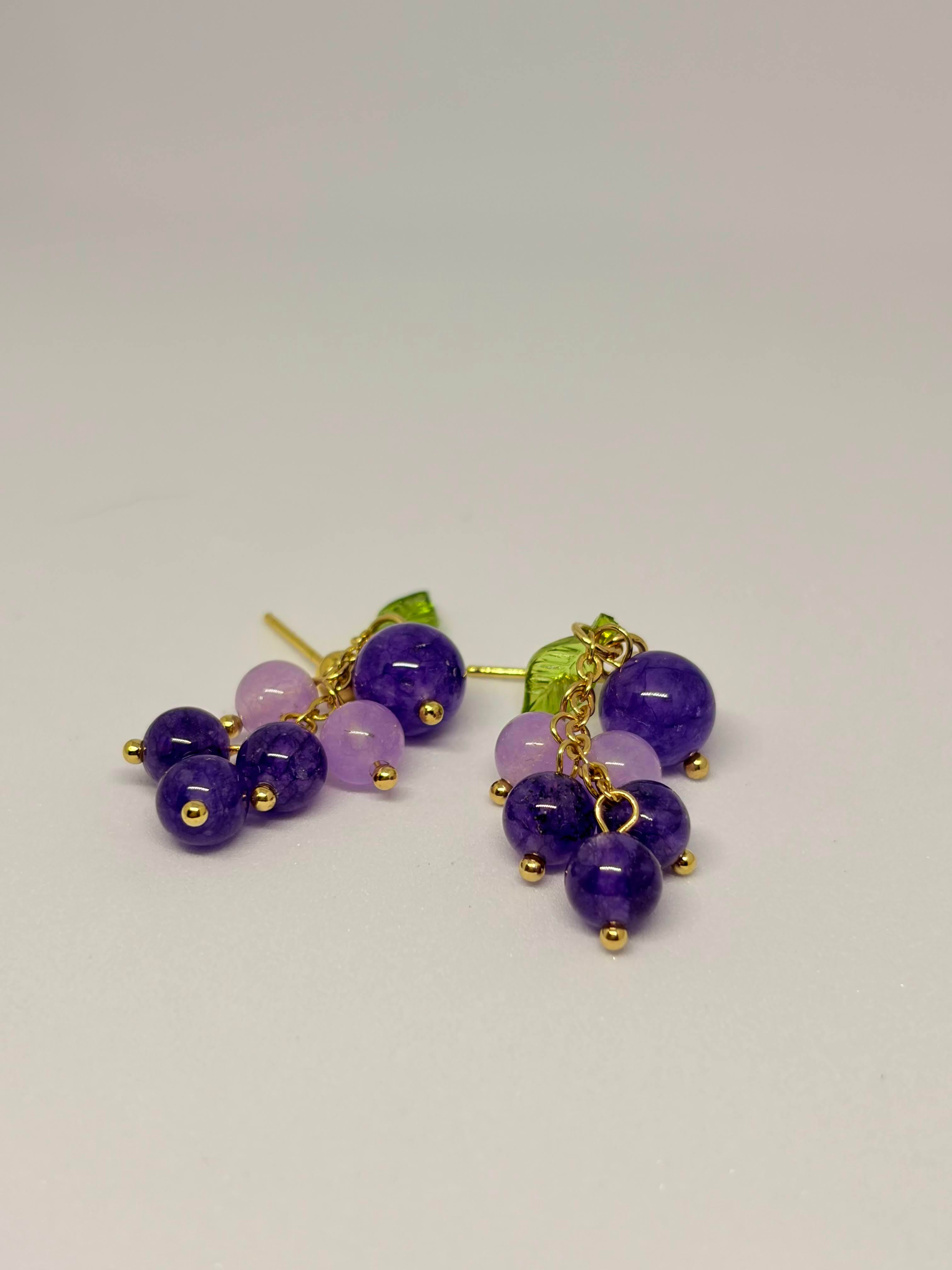 Amethyst Vine Drop Earrings