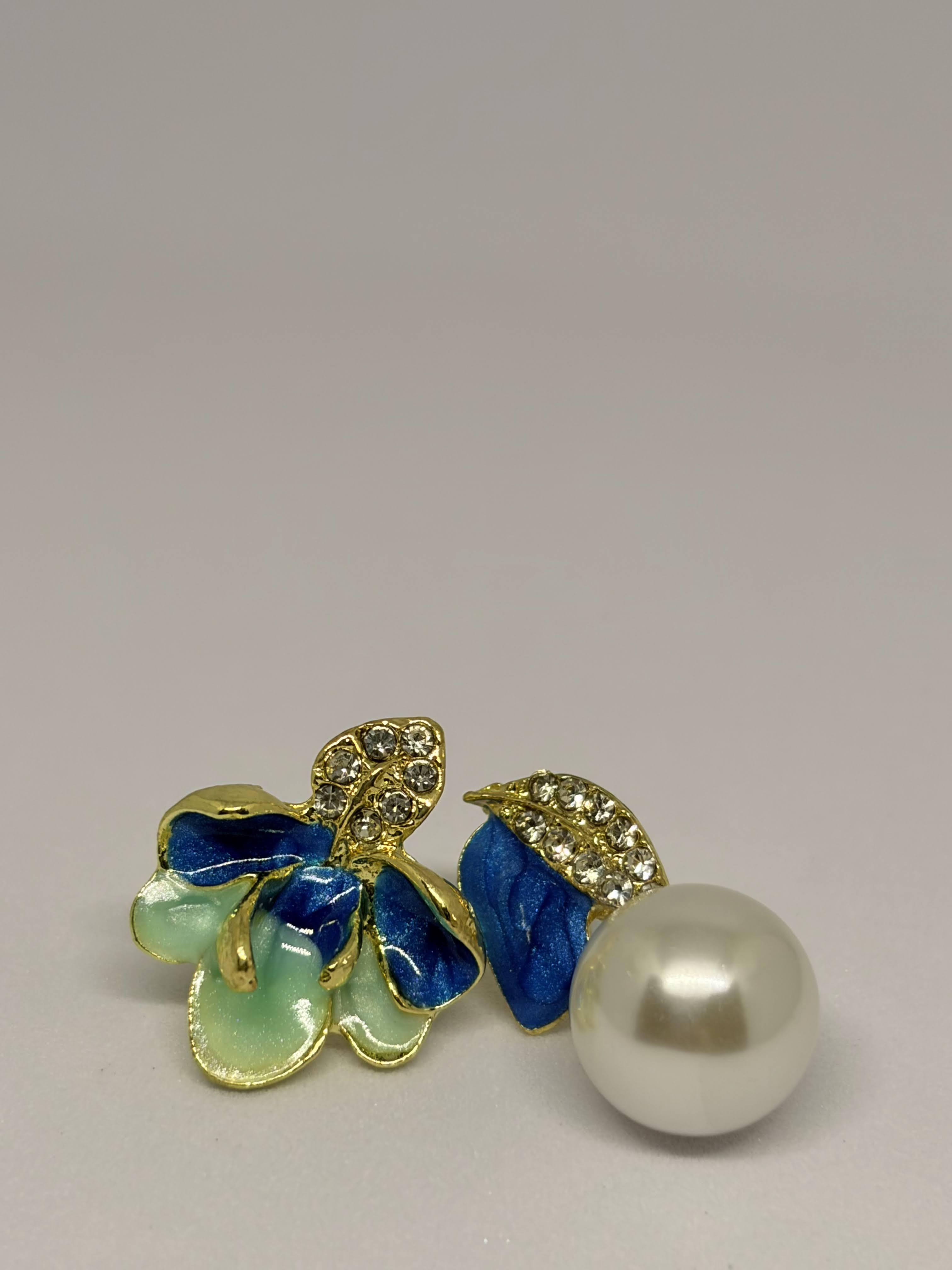 Azure Bloom Pearl Studs