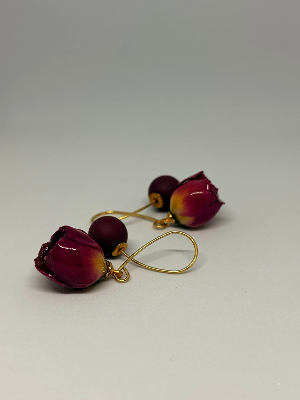 Plum Petal Drop Earrings