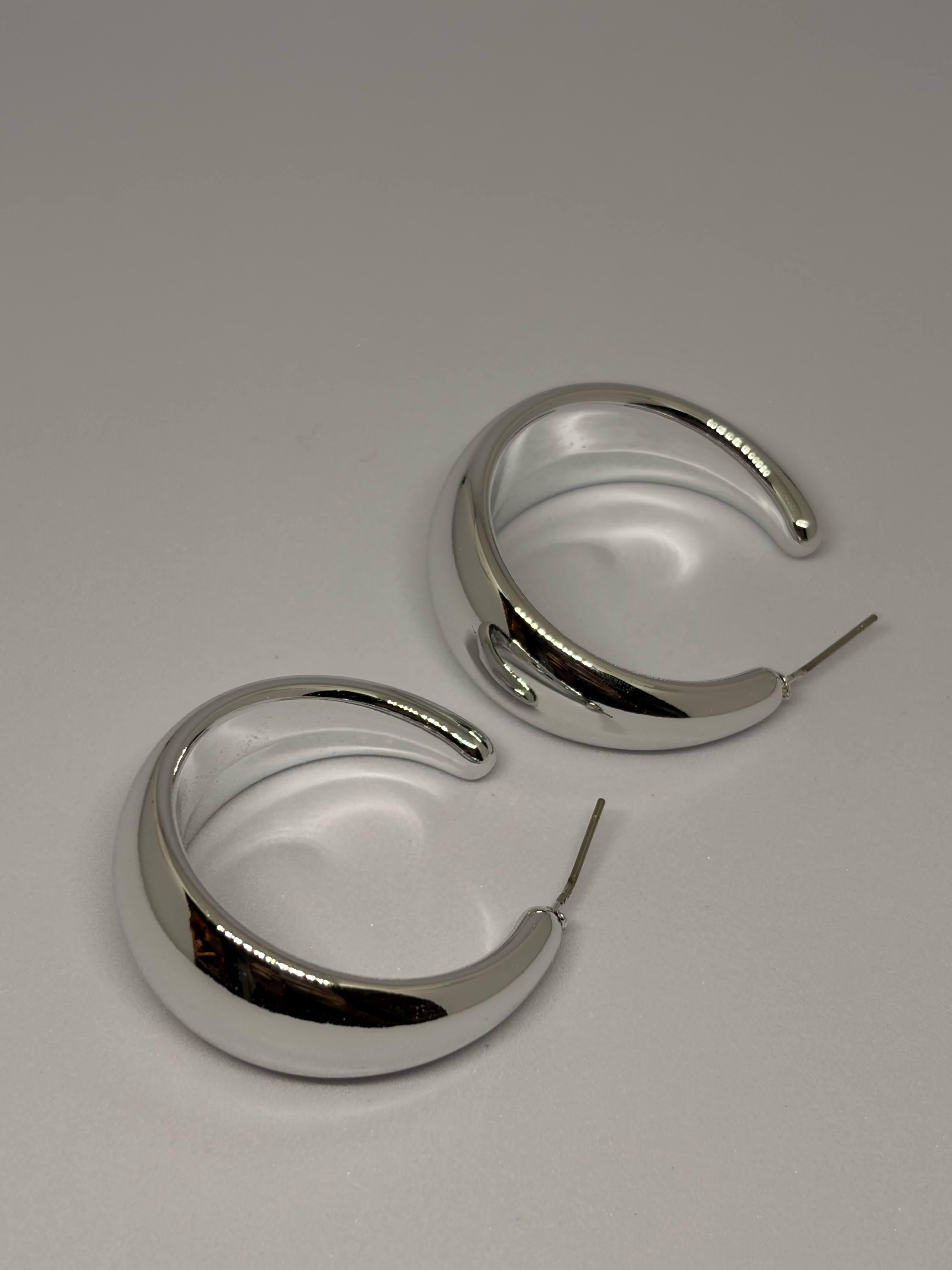 Silver Sculpt Hoops