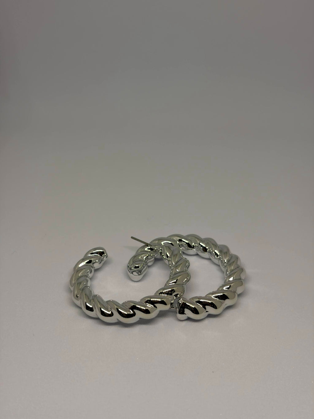 Silver Twist Hoops