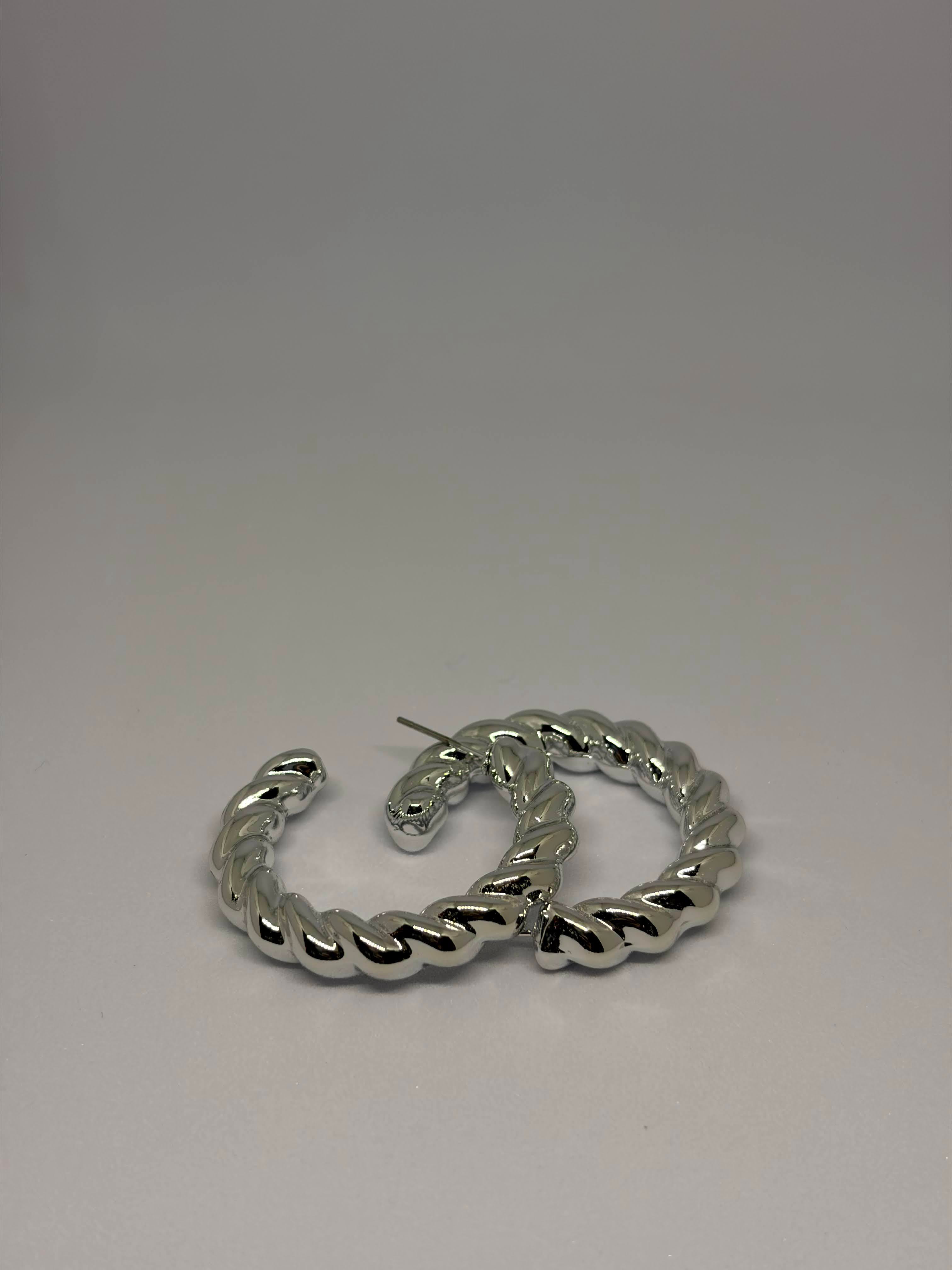 Silver Twist Hoops