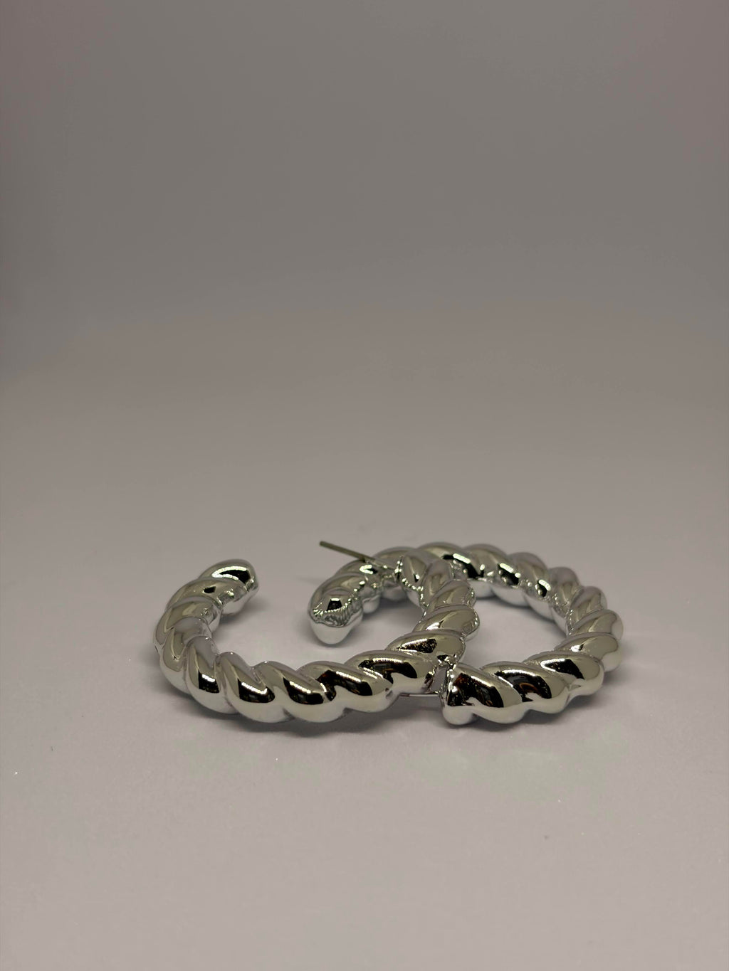 Silver Twist Hoops