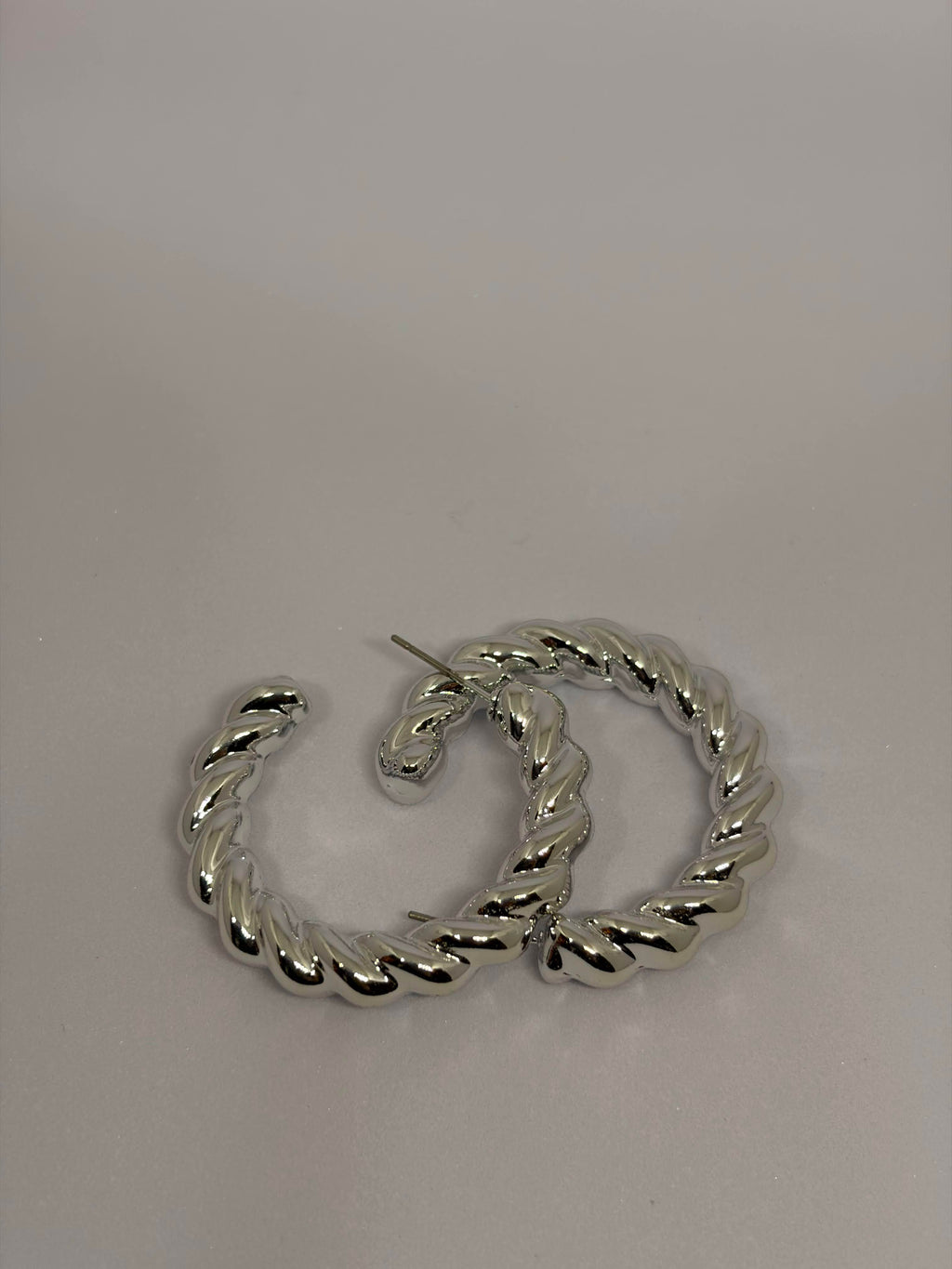 Silver Twist Hoops