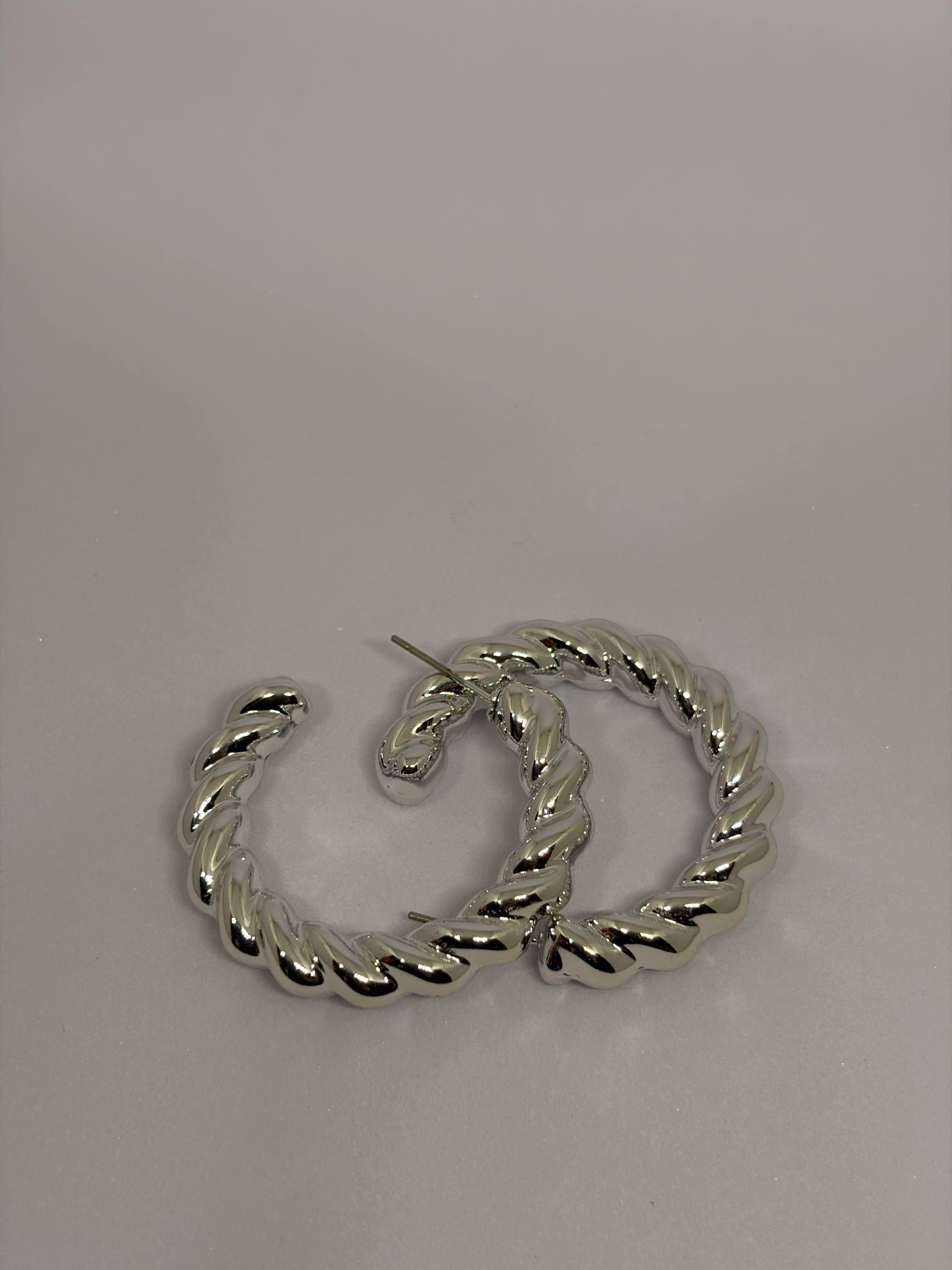 Silver Twist Hoops