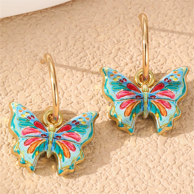 Butterfly Enamel Drop Earrings