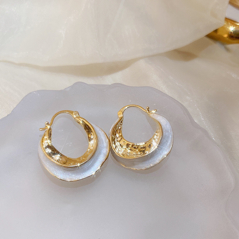 Pearl Halo Hoop Earrings
