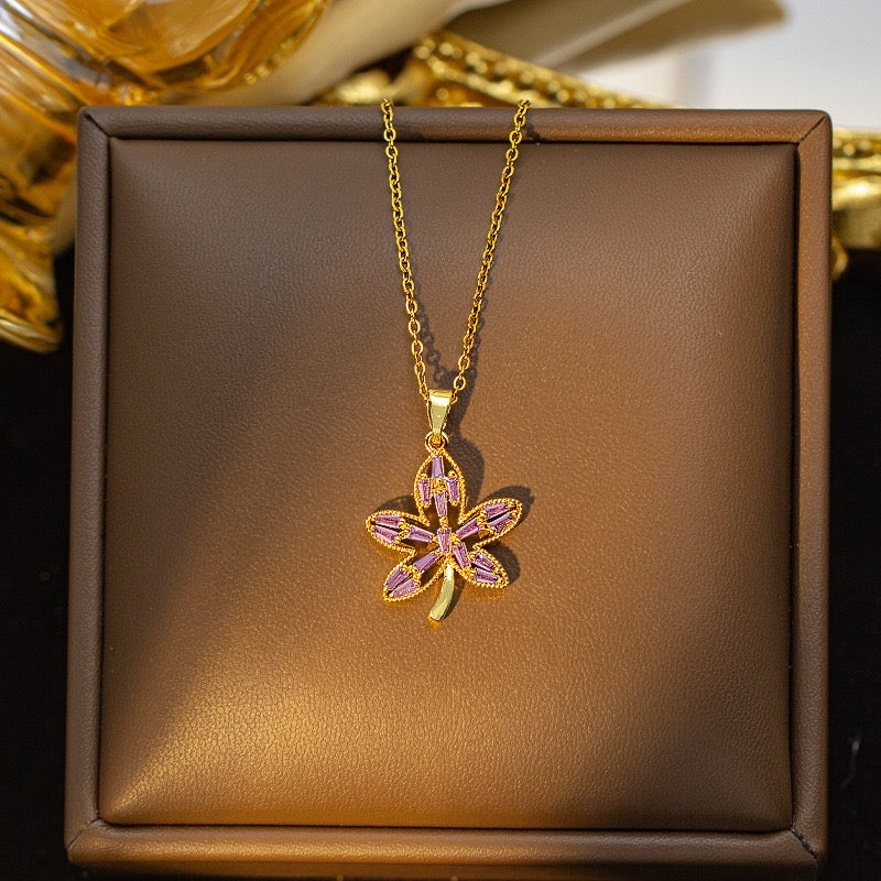 Amethyst Flower Pendant Necklace