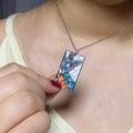 Stained Glass Butterfly Pendant Necklace