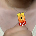 Flame Motif Enamel Pendant Necklace