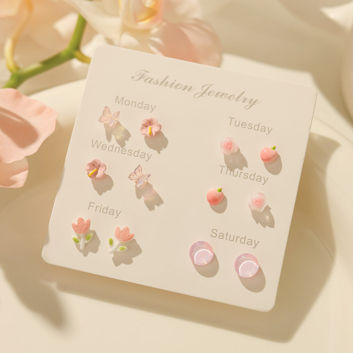 The Blush Weekday Earring Set — Set of 6